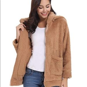 Abollria Long Sleeve Fleece Fuzzy Shearling Coat